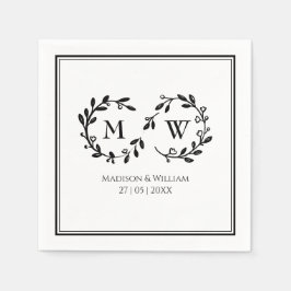 クラシック黒と白モダン結婚の スタンダードカクテルナプキン