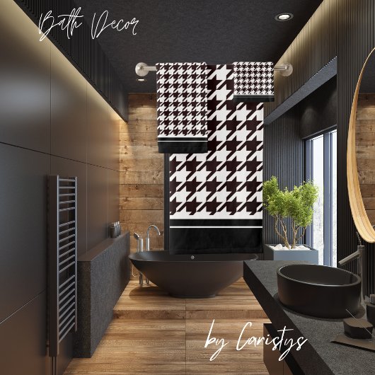 クラシック黒と白千鳥格子の バスタオルセット