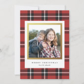 クラシック黒と赤の休日の格子模様の写真カード シーズンカード (正面)