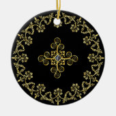 クラシック黒と金ゴールド セラミックオーナメント (正面)