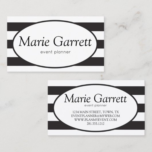 クラシック黒のストライプ 名刺 (正面/裏面)