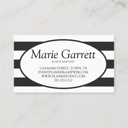 クラシック黒のストライプ 名刺 (裏面)