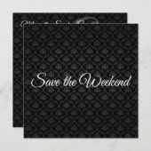 クラシック黒のパターン日付の保存 セーブザデート (正面/裏面)