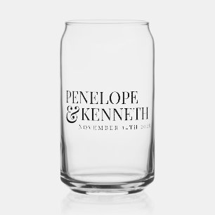 クラシック黒エレガントシンプルのカスタム結婚式名 ガラス缶