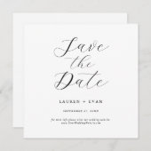 クラシック黒エレガント白スクエア日付を保存 (正面/裏面)