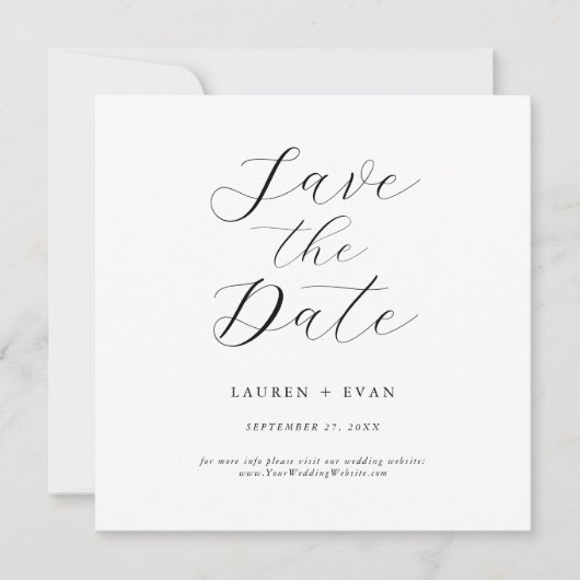 クラシック黒エレガント白スクエア日付を保存 (正面)