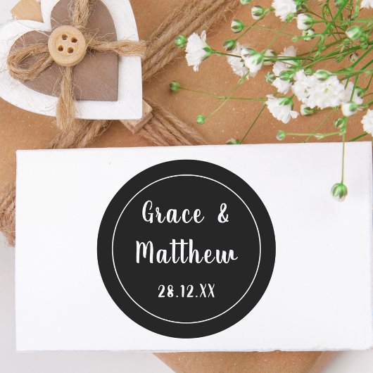 クラシック黒エレガント白結婚式の引き出物 ラウンドシール