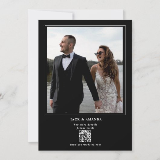 クラシック黒エレガント白結婚式招待状 招待状 (裏面)