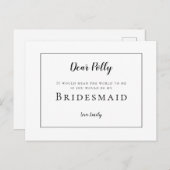 クラシック黒タイポグラフィ/Bridesmaid要求 ポストカード (正面/裏面)