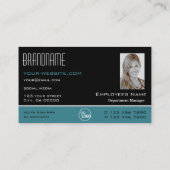 クラシック黒ティール（緑がかった色）ホワシンプルイトのロゴと写真 名刺 (裏面)