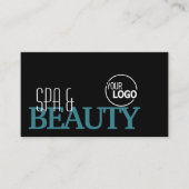 クラシック黒ティール（緑がかった色）ホワシンプルイトのロゴと写真 名刺 (正面)