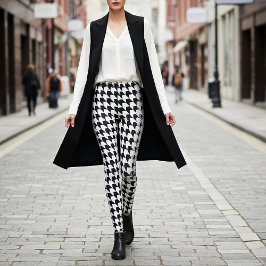 クラシック黒パタ千鳥格子のーン レギンス