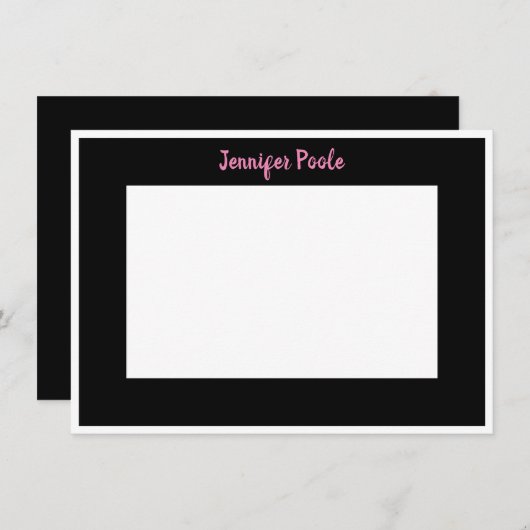 クラシック黒パーソナライズされた、白、ピンク 招待状 (正面/裏面)