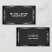 クラシック黒フレーム | レザーテクスチャ 名刺 (正面/裏面)