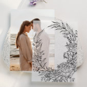 クラシック黒フローラオーバーレイリース結婚ズ ベラム紙招待状