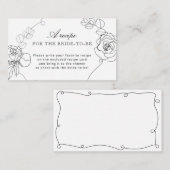 クラシック黒フローラブライダルシャワーレシピ要求 エンクロージャーカード (正面/裏面)