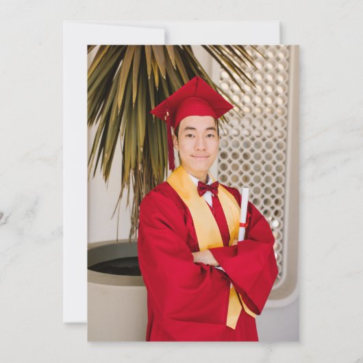 クラシック黒ミニマル金ゴールド卒業パーティー写真 招待状 (裏面)