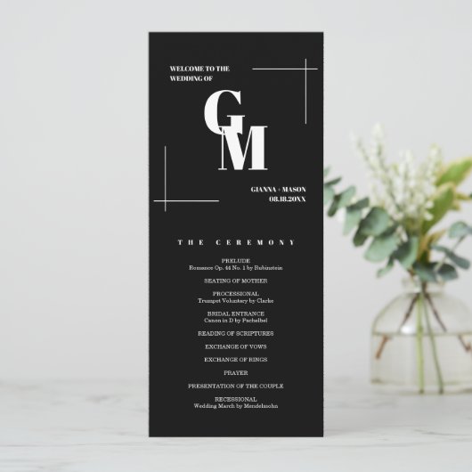 クラシック黒モダンシックQRコード結婚s プログラム (スタンド正面)