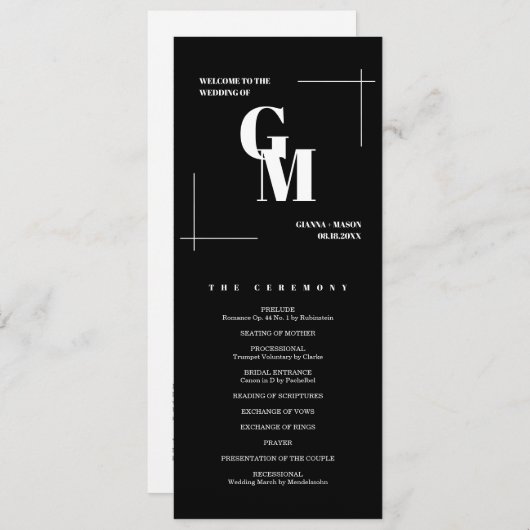 クラシック黒モダンシックQRコード結婚s プログラム (正面/裏面)