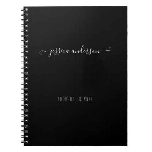 クラシック黒モダン書ガーリー文字 ノートブック (正面)