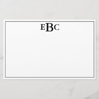 クラシック黒モダン白モノグラム静止型 便箋