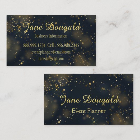 クラシック黒モダン金ゴールドスターカスタム個人 名刺 (正面/裏面)