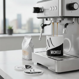 クラシック黒モノグラムの色と白色のブロック ツートーンマグカップ