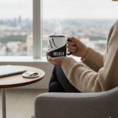 クラシック黒モノグラムの色と白色のブロック ツートーンマグカップ