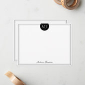 クラシック黒丸モノグラ縁どム ノートカード (正面/裏面インサイチュ)