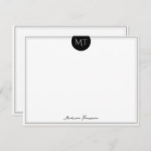 クラシック黒丸モノグラ縁どム ノートカード (正面/裏面)