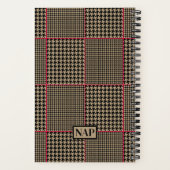 クラシック黒千鳥格子のトープ熱ピンクチェック ノートブック (裏面)