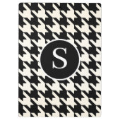 クラシック黒千鳥格子の白モノグラム クリップボード (裏面)