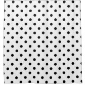 クラシック黒水玉模様オンホワイト シャワーカーテン (正面)