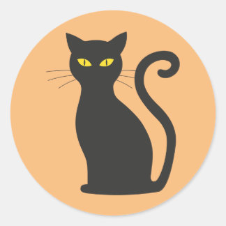 クラシック黒猫ステッカー ラウンドシール