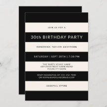 クラシック黒白の誕生日パストライプーティー