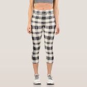 クラシック黒白スコットランドの格子模様 カプリレギンス (正面)
