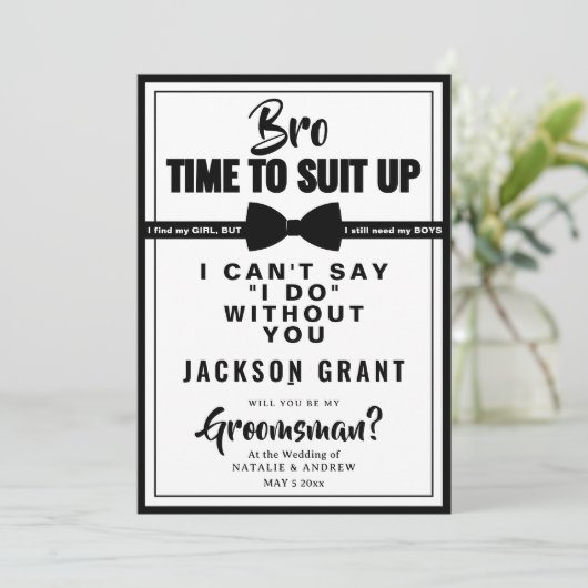 クラシック黒白タキシードのスーツを着たグロムスマン 招待状 (スタンド正面)