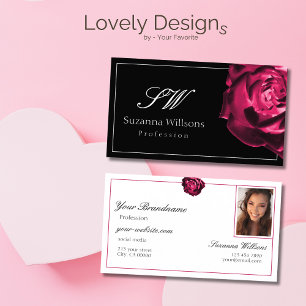 クラシック黒白バライニシャル写真 名刺