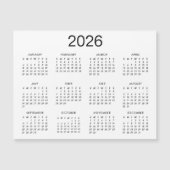 クラシック黒白2024年カレンダー磁石 (正面)