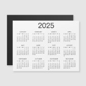 クラシック黒白2025年カレンダー磁石 (正面/裏面)