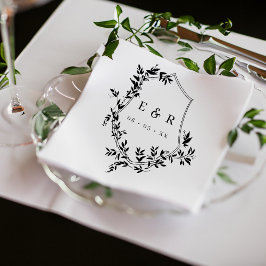 クラシック黒葉冠結婚モノグラム