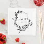 クラシック黒葉冠結婚モノグラム (インサイチュ)