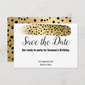 クラシック黒金ゴールドアニマルプリント保存日付 出欠カード (正面/裏面)