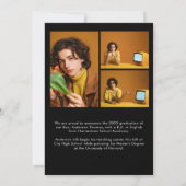 クラシック黒金ゴールドスクリプトフォトコラージュ卒業 案内状 (裏面)