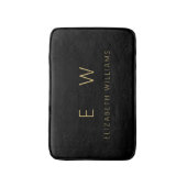 クラシック黒金ゴールドミニマリストモノグラム名 バスマット (正面縦)