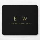 クラシック黒金ゴールドミニマリストモノグラム名 マウスパッド (正面)