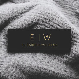 クラシック黒金ゴールドミニマリストモノグラム名 名札