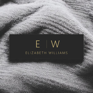 クラシック黒金ゴールドミニマリストモノグラム名 名札