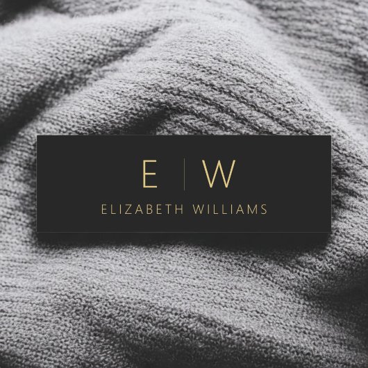 クラシック黒金ゴールドミニマリストモノグラム名 名札