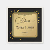 クラシック黒金ゴールド紙吹雪 スタンダードカクテルナプキン (正面)